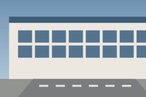 Obiekt komercyjny 540 m² z biurami i placem, trasa na Orzysz — wizualizacja poglądowa